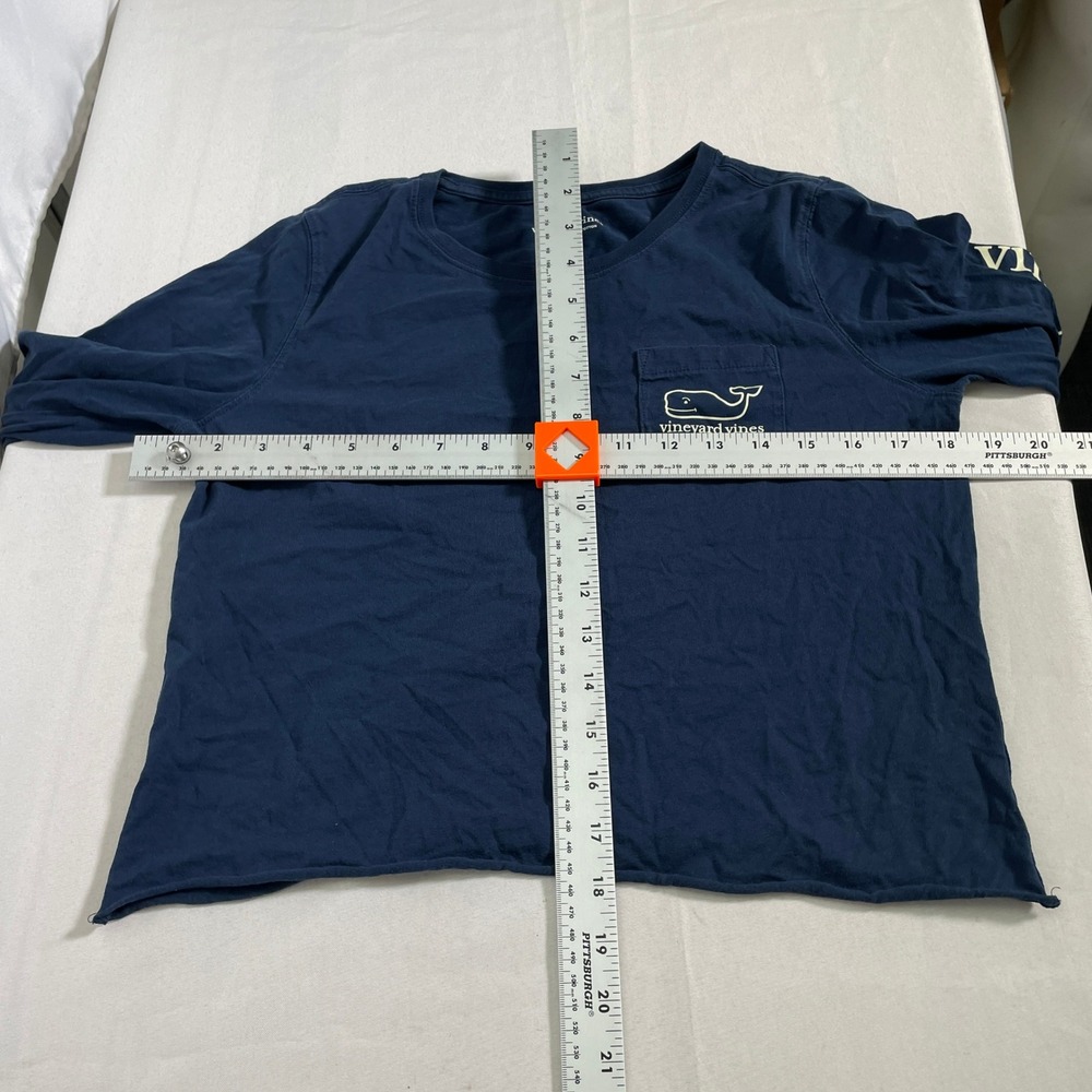 Vineyard Vines Long Sleeve Cropped Navy Blue Whale Sailboats T-Shirt Women's XS - Picture 9 of 9